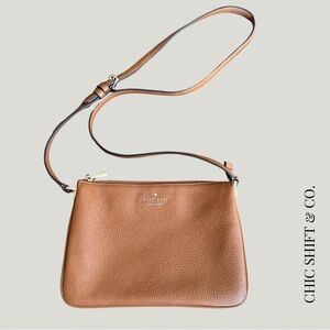 Kate Spade Pebbled Leather Triple‑Compartment Crossbody Bag – Brown